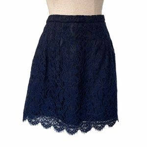 J Crew Blue Lace High Waist Mini Skirt